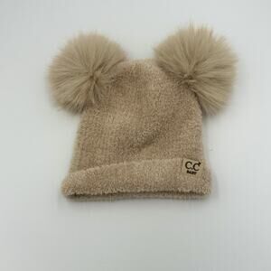 C.C Kids Children’s Double Pom Pom All Over Cable Knit Soft Beanie Hat 2-6yr